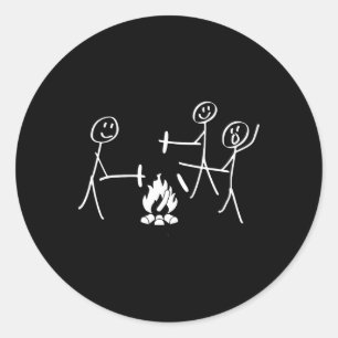 Grappige personages dansen rond het vuur ronde sticker