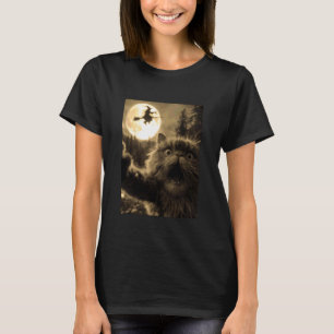 Grappige Perzische Kat Selfie Volle Maan Vliegende T-shirt