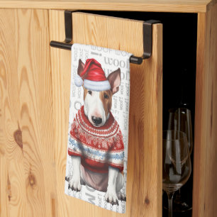 Grappige Pet Lover Vakantie Bull Terrier Hond Kers Theedoek