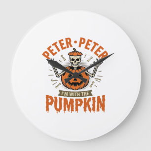 Grappige Peter Peter Pompoen Halloween Skelet Shir Grote Klok