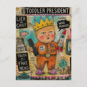 Grappige Peuter President Cartoon Collage Briefkaart