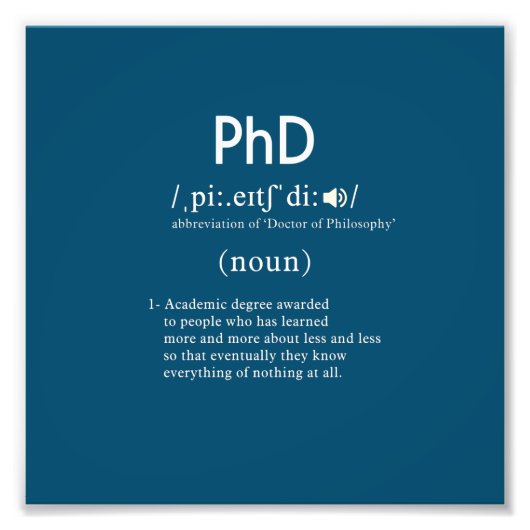grappige phd-definitie foto afdruk (Voorkant)