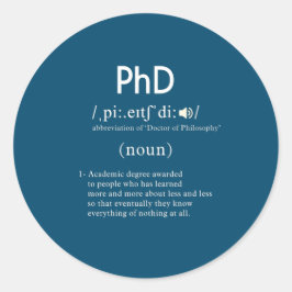 grappige phd-definitie ronde sticker