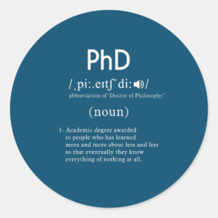 grappige phd-definitie ronde sticker