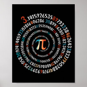 Grappige Pi-dag 3.14 Pi-symbool spiraal nummer wis Poster