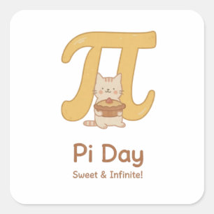 Grappige Pi-dag dier met taart – Cadeau voor wisku Vierkante Sticker