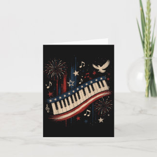 Grappige Pianospeler Patriottische Vlag van de VS  Kaart