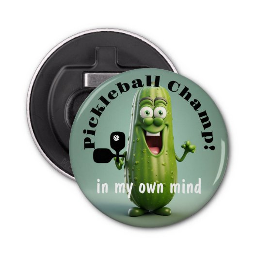 Grappige Pickleball Champ flesopener Button Flesopener (Voorkant)