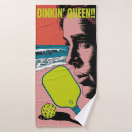 Grappige Pickleball DINKIN' QUEEN! Beach Style Spo Badhanddoek