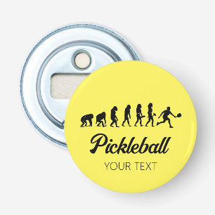 Grappige Pickleball Evolution gepersonaliseerd Button Flesopener
