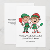 Grappige Pickleball Kerstelfen, Aangepaste Tekst Feestdagenkaart (Voorkant / Achterkant)