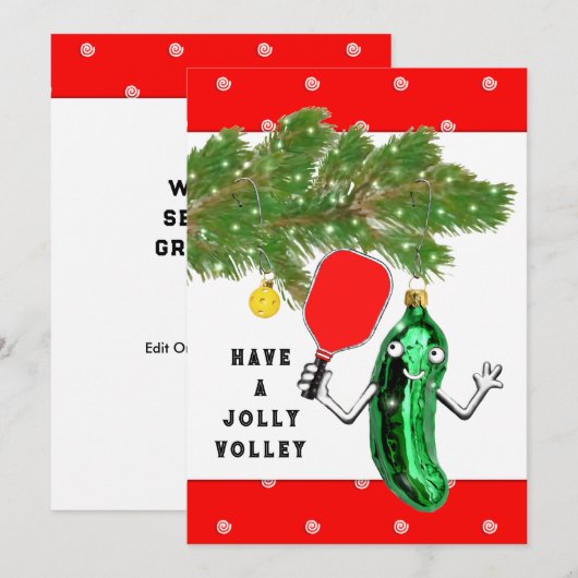 Grappige Pickleball Kerstkaart (Voorkant / Achterkant)
