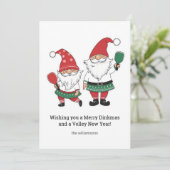 Grappige Pickleball kerstkabouters, aangepaste tek Feestdagenkaart (Staand voorkant)