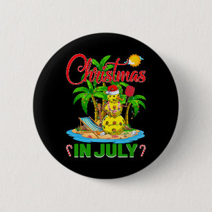 Grappige Pickleball Kerstman Hoed Hawaiaanse Kerst Ronde Button 5,7 Cm