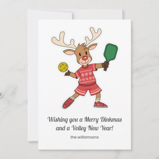 Grappige Pickleball Kerstmis Rendier, aangepaste t Feestdagenkaart (Voorkant)