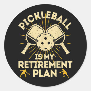 Grappige Pickleball Mijn Pensioenplan Vintage Ronde Sticker