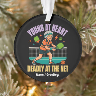 Grappige Pickleball Oma Jong van Hart Dodelijk Net Ornament