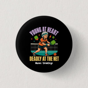 Grappige Pickleball Oma Jong van Hart Dodelijk Net Ronde Button 3,2 Cm