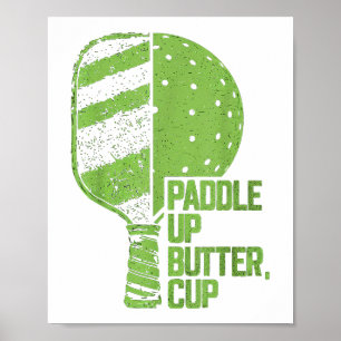 Grappige pickleball paddle up boterkop poster