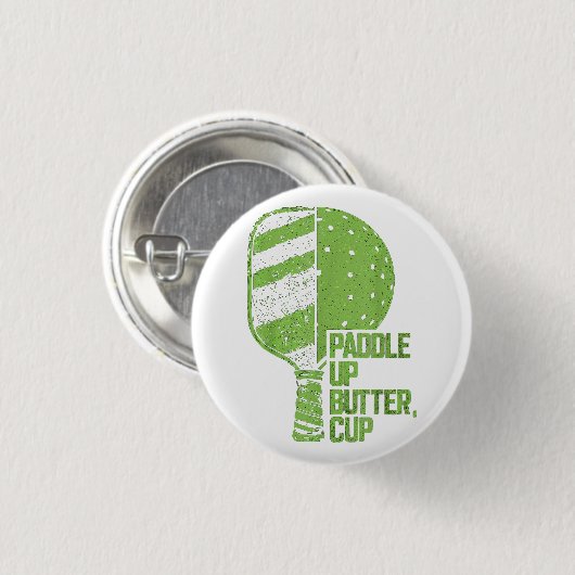 Grappige pickleball paddle up boterkop ronde button 3,2 cm (Voorkant /achterkant)