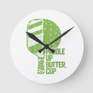 Grappige pickleball paddle up boterkop ronde klok