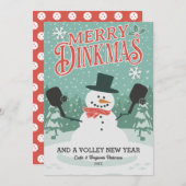 Grappige Pickleball Sneeuwman Vrolijke Kerstmis Di Feestdagenkaart (Voorkant / Achterkant)