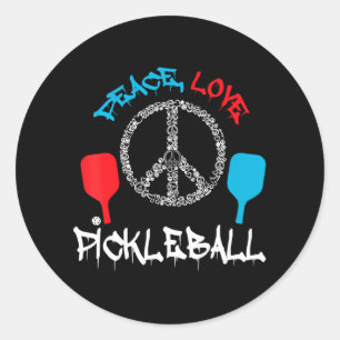 Grappige pickleball speler cadeau vrede liefde ronde sticker