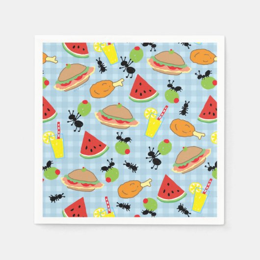 Grappige picknick voedsel patroon papier servetten (Voorkant)
