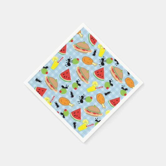 Grappige picknick voedsel patroon papier servetten (Hoek)