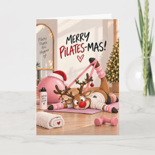 Grappige Pilates Kerstmis Merry Pilates-Kerst Rein Feestdagen Kaart