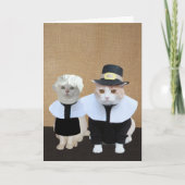 Grappige Pilgrim Cats Thanksgiving Kaart (Voorkant)