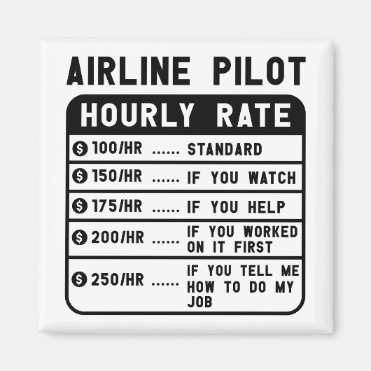 Grappige piloot uurtarief luchtvaart magneet (Voorkant)