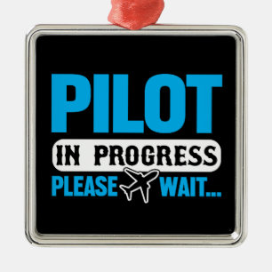 Grappige Pilot in Progress Flight School Student Metalen Ornament