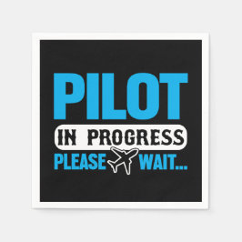 Grappige Pilot in Progress Flight School Student Servet