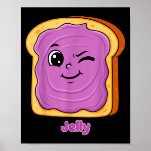 Grappige pindakaas-jelly vrienden Schattig voedsel Poster
