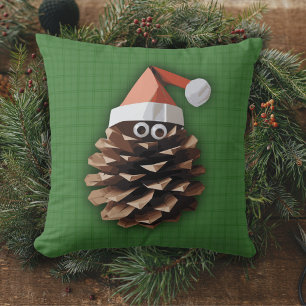 Grappige Pinecone Santa Christmas Craft Kussen