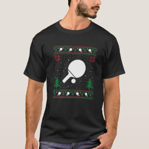 Grappige Ping Pong Santa Hoed Lelijke Kersttrui P T-shirt