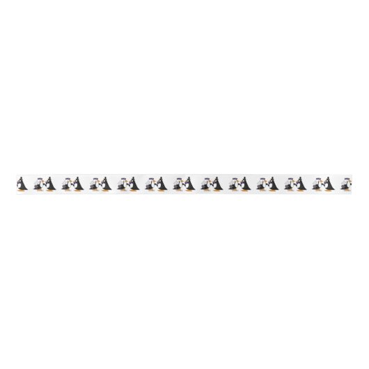 Grappige pinguïn bruid en bruidegom bruiloft lint (Voorkant)