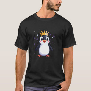 Grappige pinguïn draagt het kroonpak voor jongens t-shirt