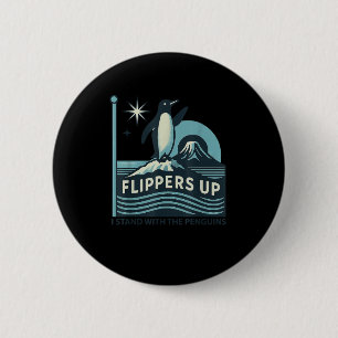 Grappige pinguïn flippers omhoog Ik sta met de pin Ronde Button 5,7 Cm