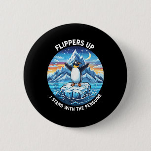 Grappige pinguïn flippers omhoog Ik sta met de pin Ronde Button 5,7 Cm