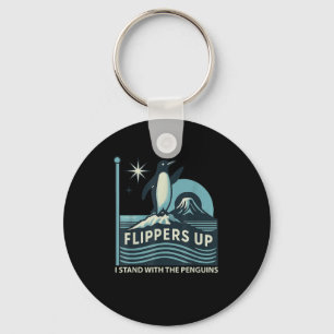 Grappige pinguïn flippers omhoog Ik sta met de pin Sleutelhanger