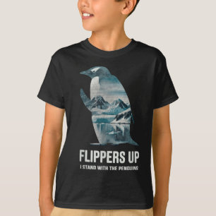 Grappige pinguïn flippers omhoog Ik sta met de pin T-shirt