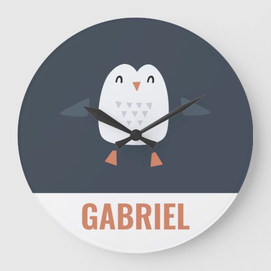 grappige pinguïn-gepersonaliseerde kinderen grote klok (Voorkant)