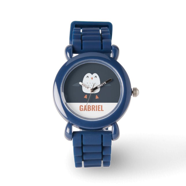 grappige pinguïn-gepersonaliseerde kinderen horloge (Voorkant)