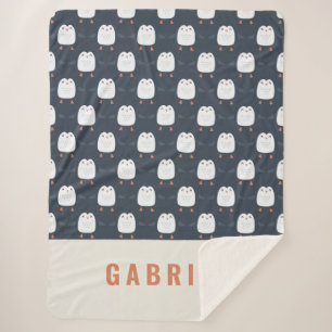 grappige pinguïn gepersonaliseerde kinderen sherpa deken