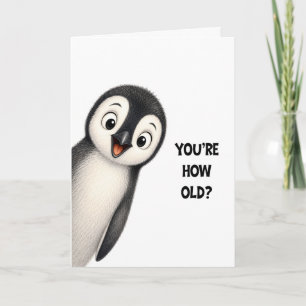 Grappige Pinguïn Hoe Oud Ben Je Verjaardagskaart Kaart
