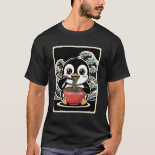 Grappige Pinguïn Japanse Ramen Noedels Kawaii Eten T-shirt