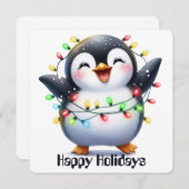 Grappige Pinguïn Kerst Kaart (Voorkant / Achterkant)