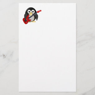 Grappige pinguïn met gitaar briefpapier